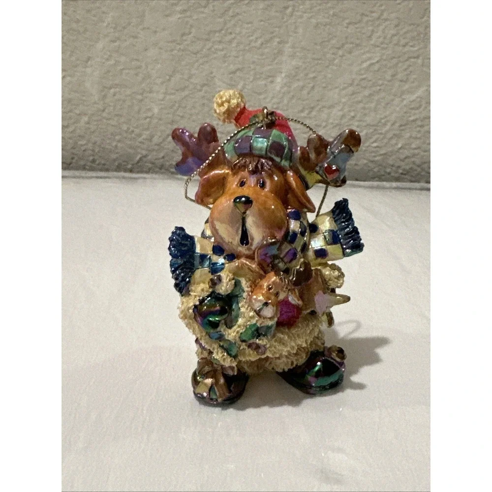 Vintage Dog Dressed Up For Christmas Ornament